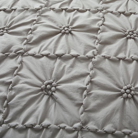 Queen Size Bed Comforter Set Gray Ruffle Grey Shabby Cottage Chic Bedding New - Picture 6 of 7